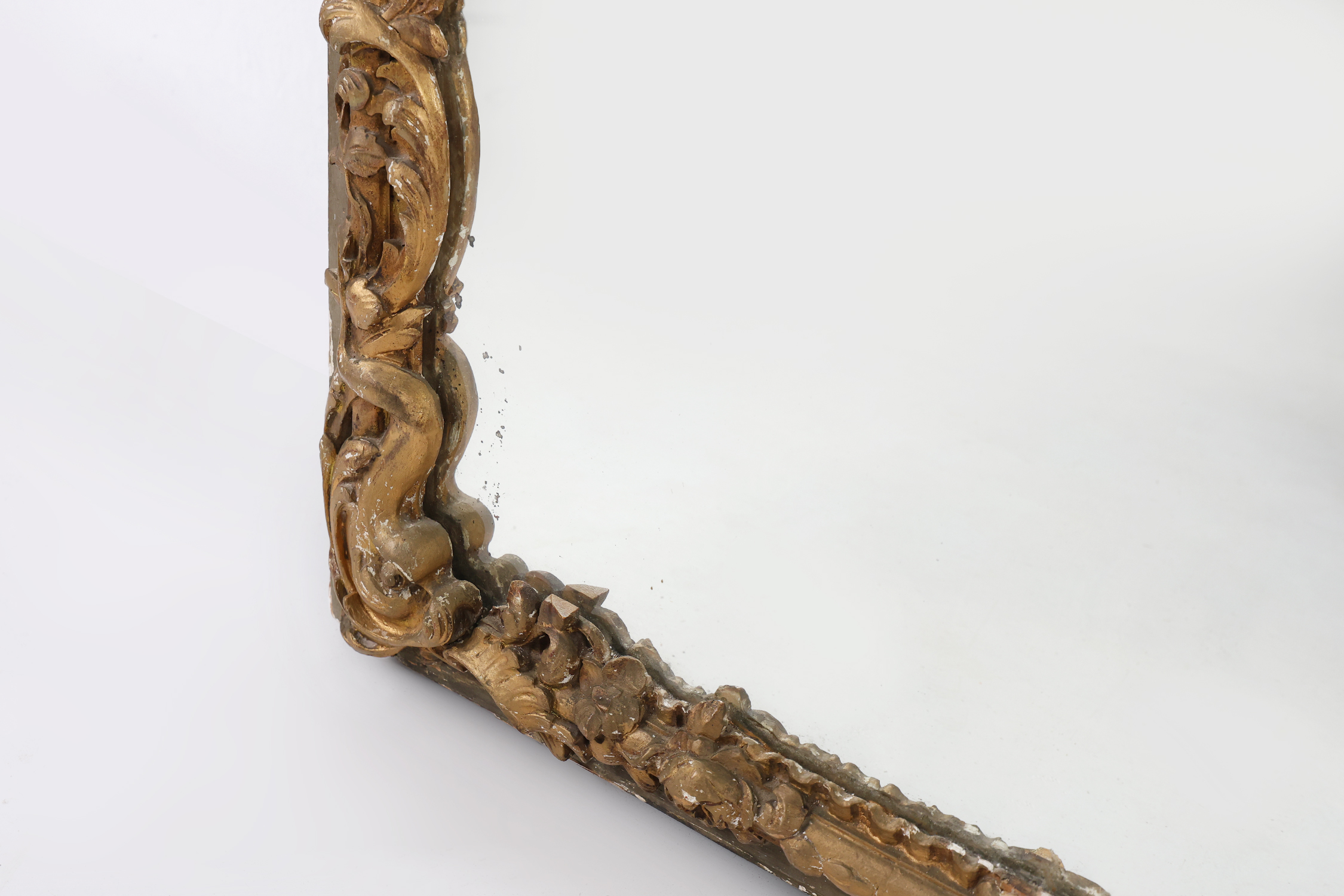 Large baroque decorated chimney mirror in gilted wood, France ca. 1800thumbnail